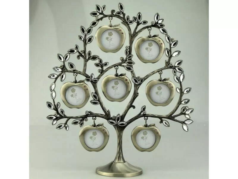 Családfa képkeret ezüst 7 képpel almafa